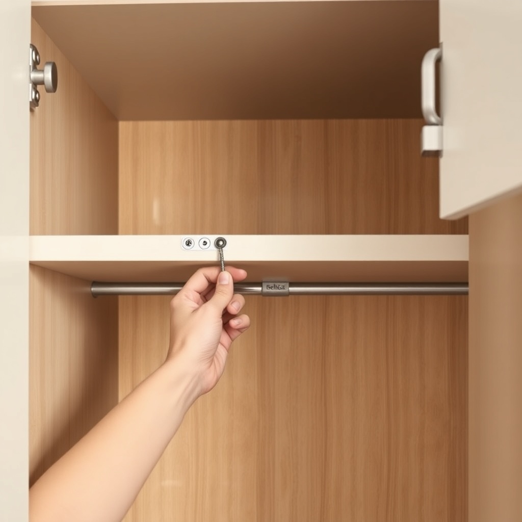 A clean photorealistic photo of a person (hands only) using a screwdriver to attach a shel