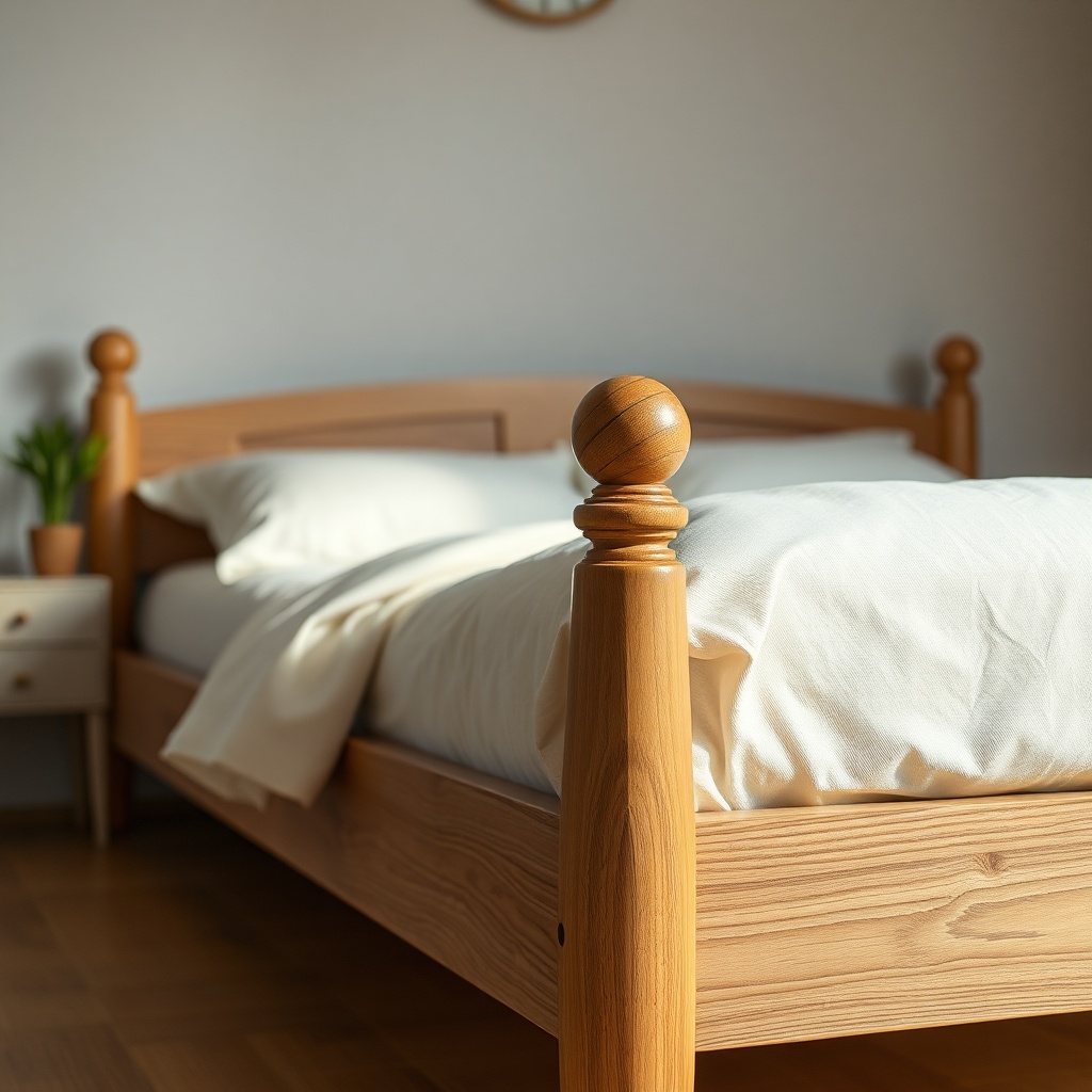 <clean photorealistic photo of a Bellona bed frame with a small scratch being repaired by